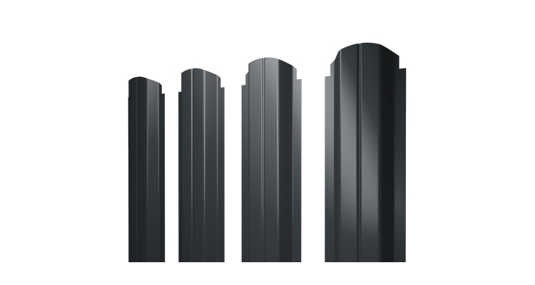 Штакетник П-образный А фигурный 0,5 GreenCoat Pural BT, matt RR2H3 (RAL 7016 антрацитово-серый)