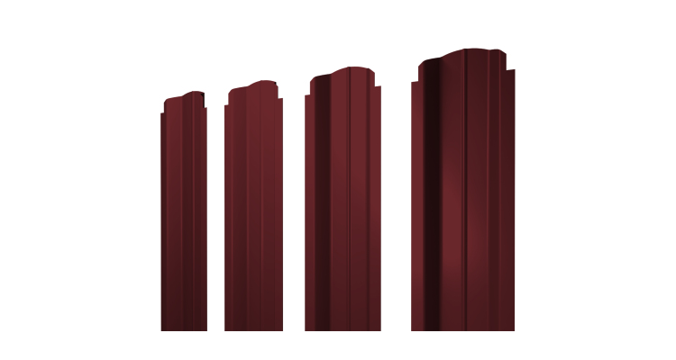 Штакетник П-образный B фигурный 0,45 PE RAL 3005 красное вино