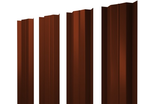 Штакетник М-образный В с прямым резом 0.5 Satin RAL 3009 оксидно-красный