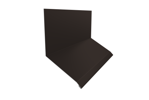 Планка примыкание верхнее к стене фальц 150х130х20 0,5 Satin с пленкой RR 32 темно-коричневый (3м)