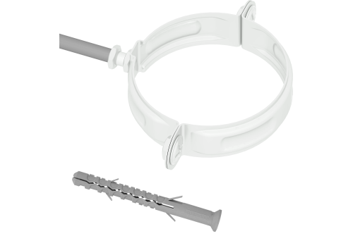 Хомут трубы на кирпич GL PE 100 мм RAL 9003 сигнальный белый